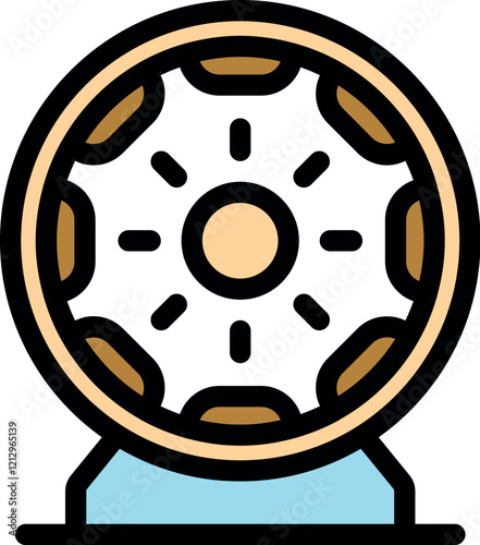 Hamster wheel icon represents a pet's active lifestyle, emphasizing exercise and entertainment within a cage environment