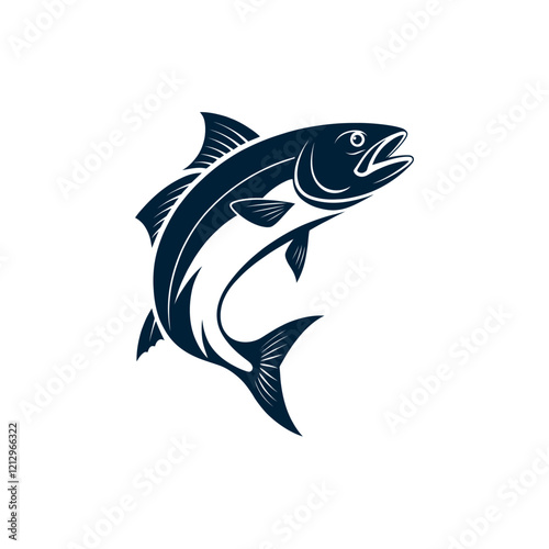 fish logo silhouette vector line art logo design