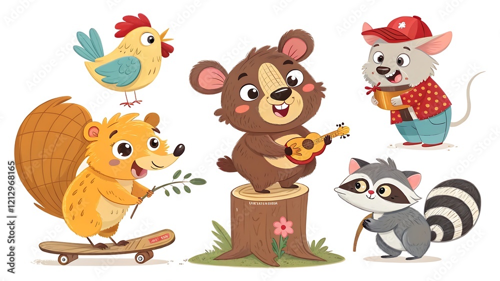 Naklejka premium set of cartoon animals