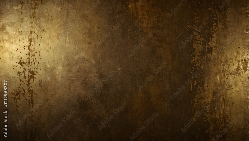 Fototapeta premium A dark, textured background with golden accents creates an aged and weathered appearance. 