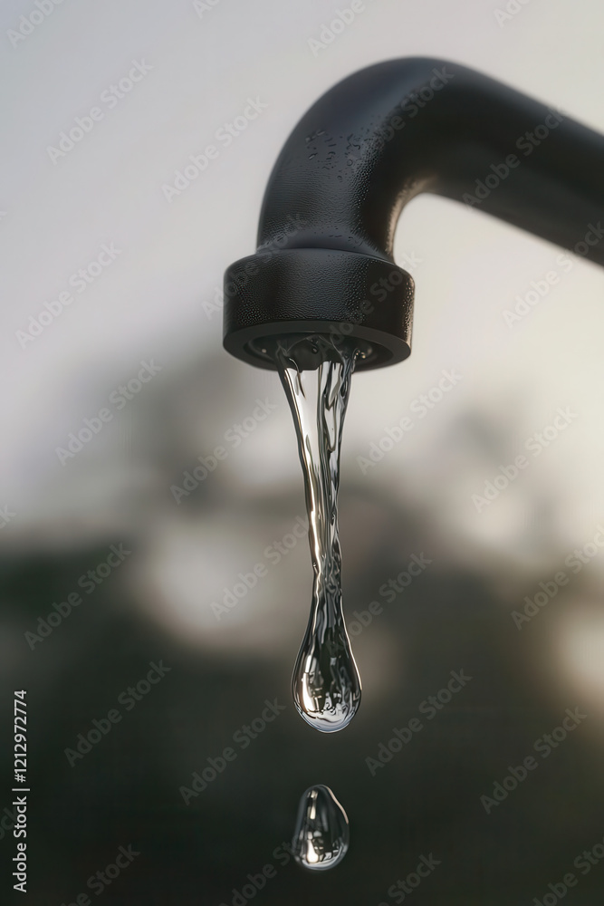 Captivating Image of Clean Water Droplets Flowing from a Faucet: A Reflection on Purity and Hygiene in Everyday Life Captivating Image of Clean Water Droplets Flowing from a Faucet: A Reflection on Purity and Hygiene in Everyday Life