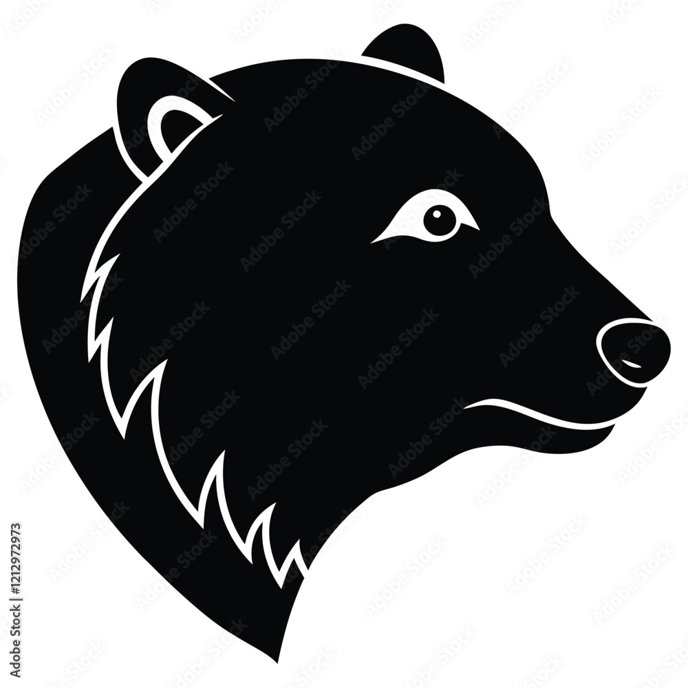 Obraz premium Polar Bear Head Silhouette Vector Art Illustration and Polar Bear Black Color Design