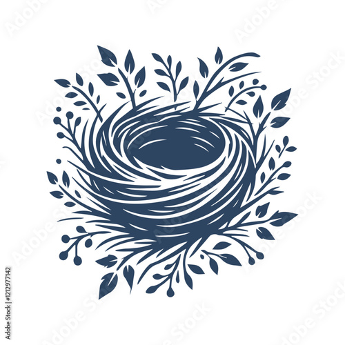 Bird's Nest Silhouette Design Template Illustration