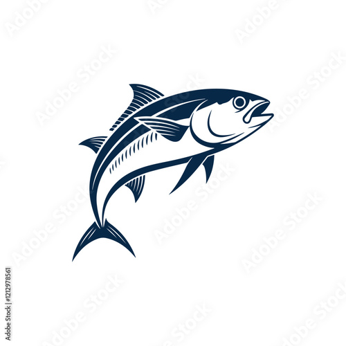 fish logo silhouette vector line art logo design