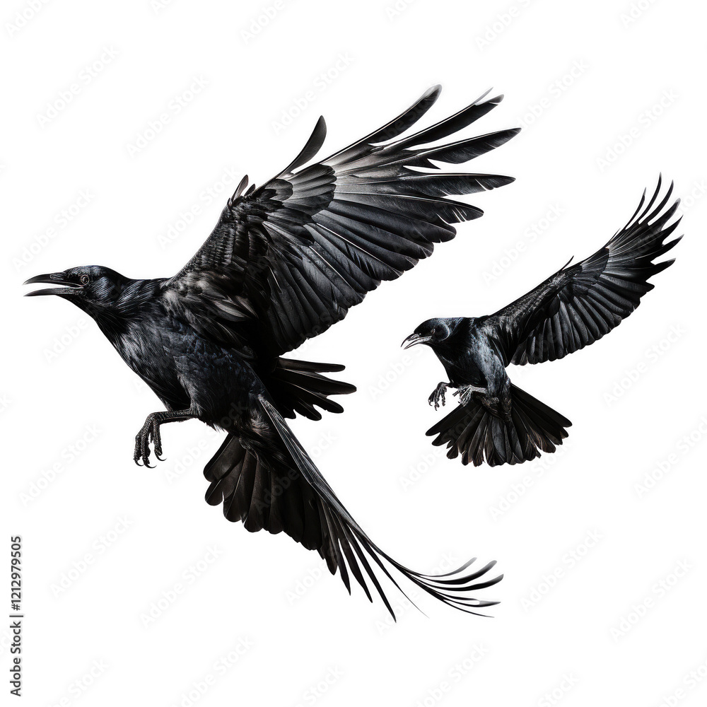 Fototapeta premium crows flying ,isolated on transparent background.