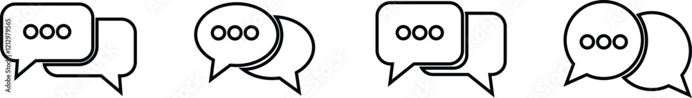 Chat message speech bubble vector for apps or website icon in line set. Online Messaging Discussion, Communication, Community. sign, symbol comment box neon isolated on transparent background. Chat message speech bubble vector for apps or website icon in line set. Online Messaging Discussion, Communication, Community. sign, symbol comment box neon isolated on transparent background.