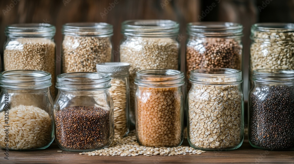 A variety of whole grains, including quinoa, brown rice A variety of whole grains, including quinoa, brown rice