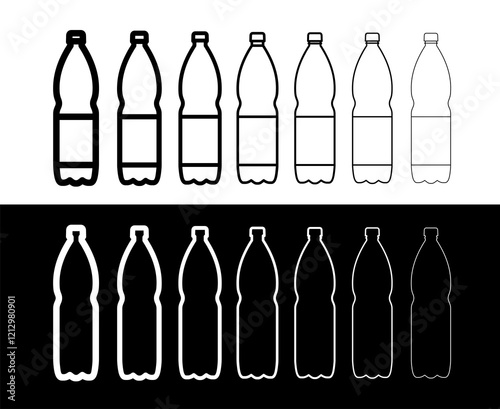 Plastic bottle icon (PET). Symbol of plastic recycling or ecology. Packaging for water, soda or beer. photo