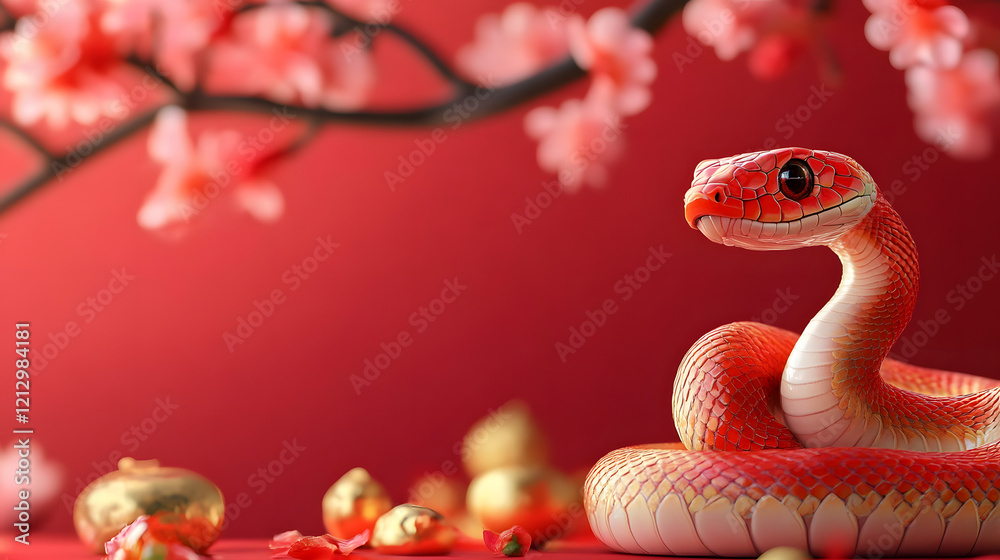 Obraz premium cute snake Chinese New Year atmosphere background
