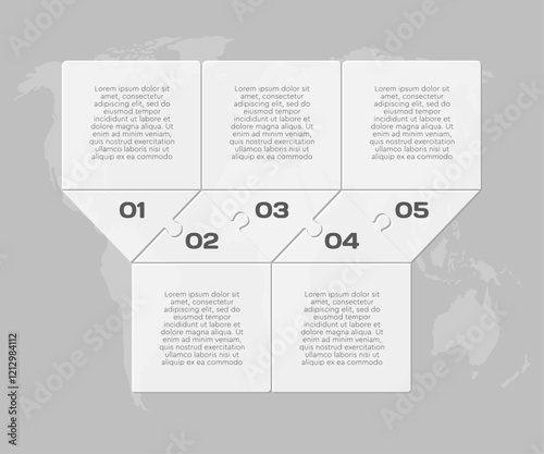 Five steps line infographic, puzzle timeline