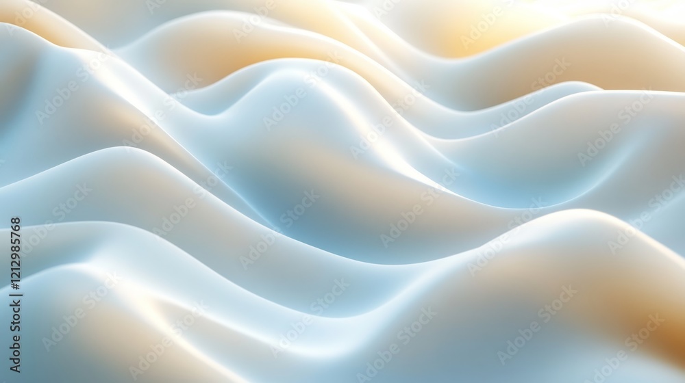 Obraz premium Abstract Waves of Light Blue and Beige Hues