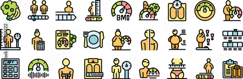 Healthcare professionals providing nutritional advice, assessing body mass index, analyzing dietary habits and monitoring progress
