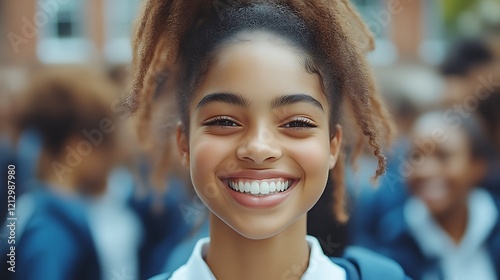 A Smiling Girl With Dreadlocks Poses Outdoors