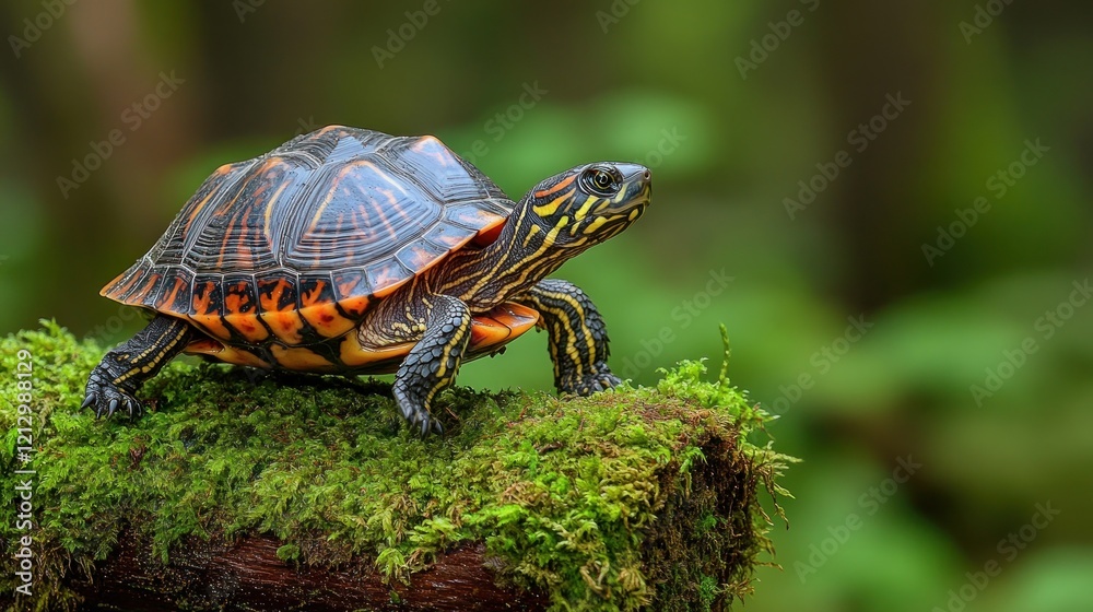 Forest Turtle Moss Log Reptile Nature Wildlife Forest Turtle Moss Log Reptile Nature Wildlife