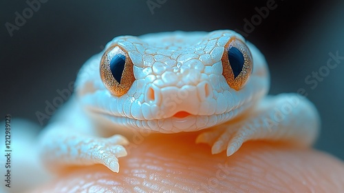 Albino Gecko Close-Up: A Captivating Portrait of Nature's Tiny Wonder photo