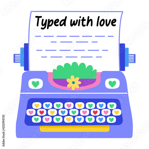 A flat sticker of lovely typewriter