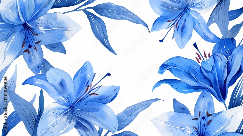 Fototapeta premium Elegant Watercolor Lilies Vector Illustration