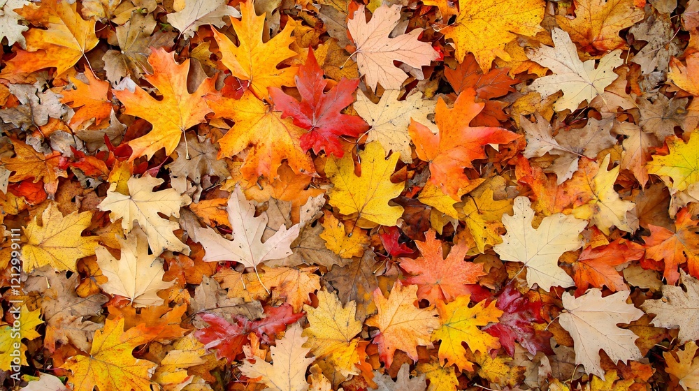 Autumn Maple Leaves Ground Cover, Colorful Fall Foliage Background Autumn Maple Leaves Ground Cover, Colorful Fall Foliage Background