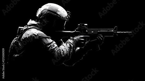 Minimalist FPS game icon isolated on a flat black background