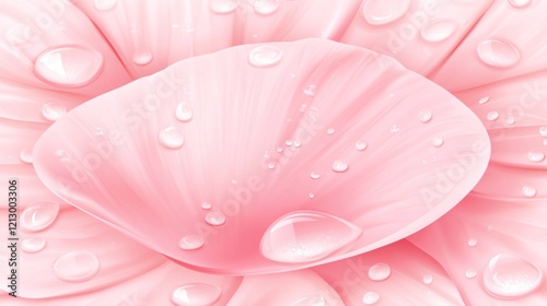 Pink flower petal, dew drops, close-up, blurred background, spa