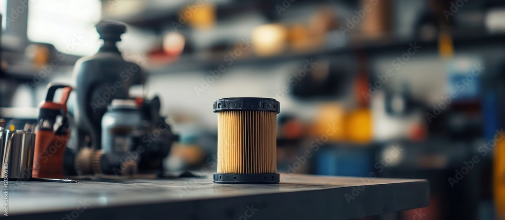 Fototapeta premium Fuel Filter in a Mechanic's Workshop