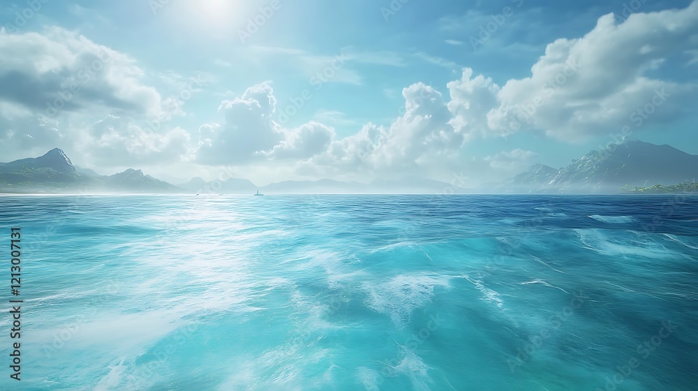 A breathtaking seascape with turquoise hues and a tranquil horizon A breathtaking seascape with turquoise hues and a tranquil horizon