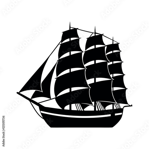 model of a ship silhouette vector illustration