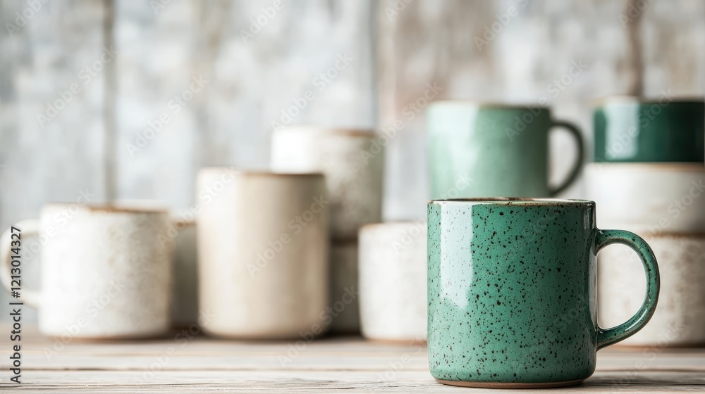 A vibrant ceramic mug set against a backdrop of neatly stacked mugs creates a stylish display, perfect for showcasing unique drinkware and enhancing kitchen aesthetic appeal. A vibrant ceramic mug set against a backdrop of neatly stacked mugs creates a stylish display, perfect for showcasing unique drinkware and enhancing kitchen aesthetic appeal.