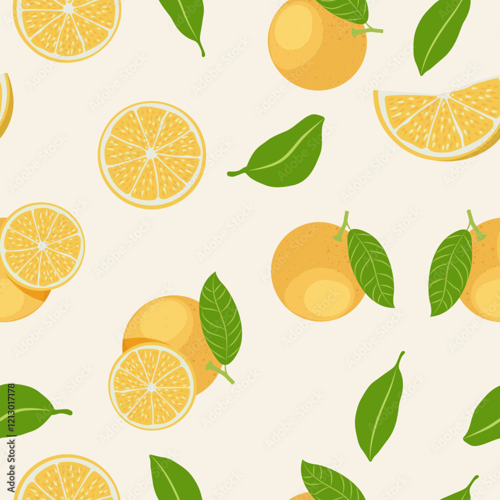 Vibrant Orange and Leaf Seamless Pattern Vibrant Orange and Leaf Seamless Pattern