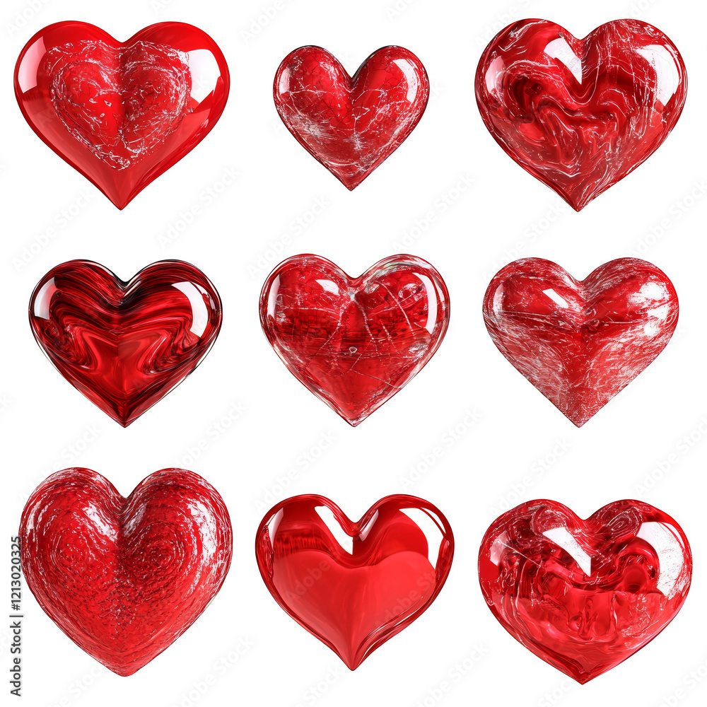 set of red hearts set of red hearts