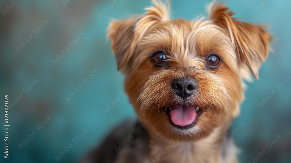 Portrait of cute joyful Yorkshire Terrier, pet dog animal banner with copy space. York portrait Portrait of cute joyful Yorkshire Terrier, pet dog animal banner with copy space. York portrait
