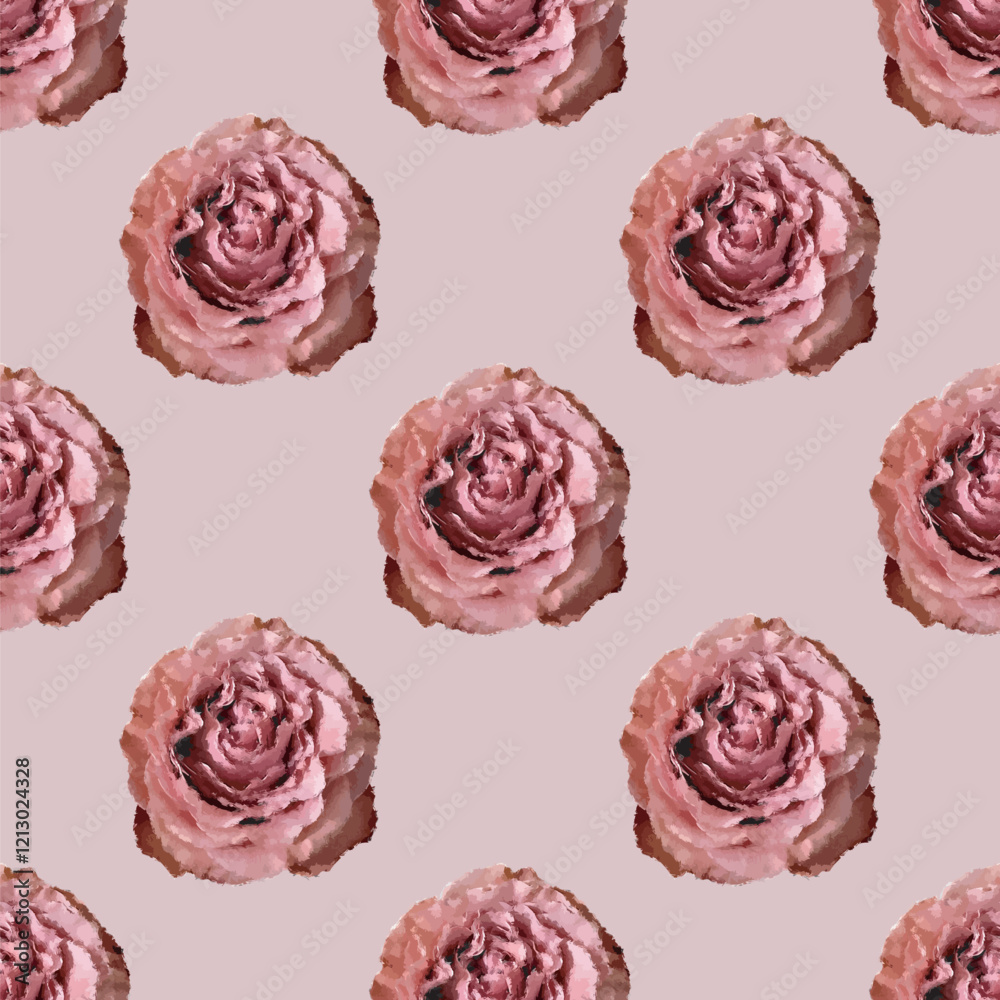 Seamless vector artistic pink roses pattern Seamless vector artistic pink roses pattern