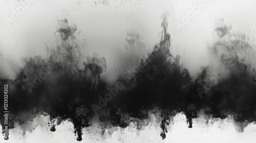 Moody Black Ink Washes Create a Seamless Abstract Landscape With Atmospheric Depth and Intriguing Gradients