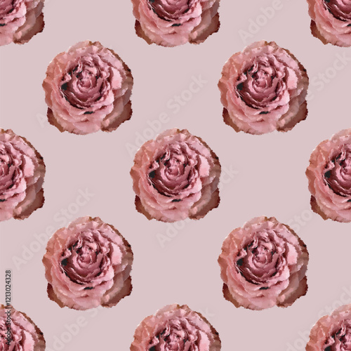 Seamless vector artistic pink roses pattern