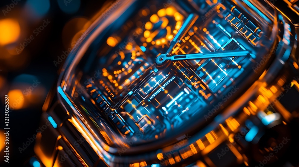 Fototapeta premium Luxurious Skeleton Watch Detailed Close Up View