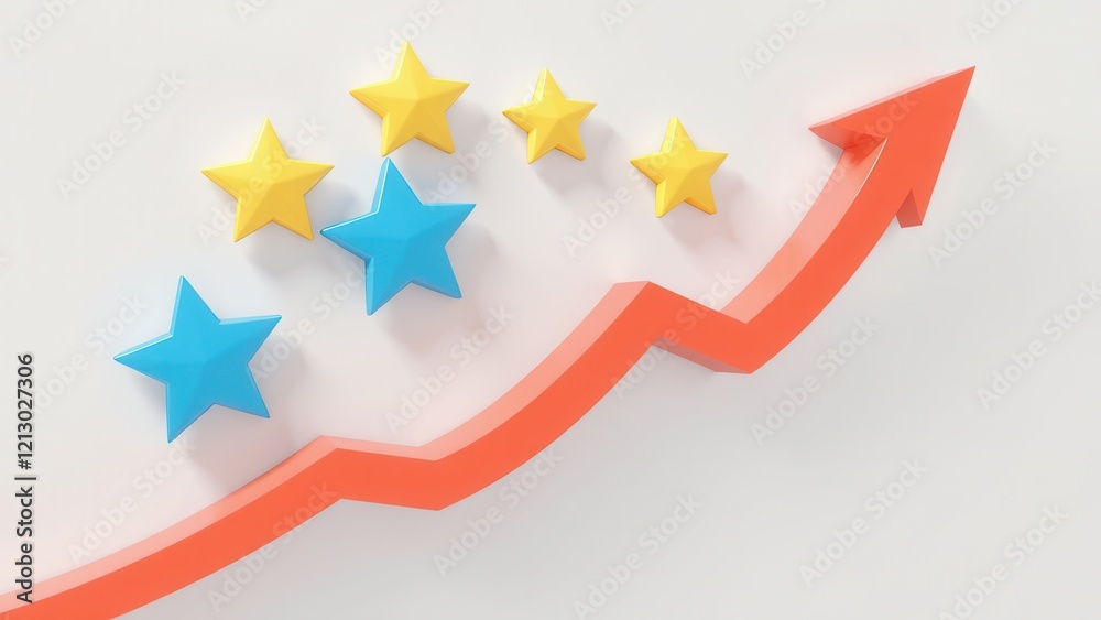 Graph with stars. Concept for achieving goals. Graph with stars. Concept for achieving goals.