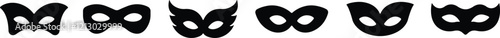 Different Mask silhouette isolated on transparent background Masquerade vector for apps or web party superhero carnival villain or burglar icon in flat set. costume eye mask hidden person face