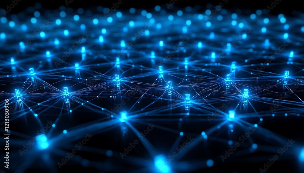 Abstract network connection. Glowing blue nodes and lines illustrating digital communication and technology. Abstract network connection. Glowing blue nodes and lines illustrating digital communication and technology.
