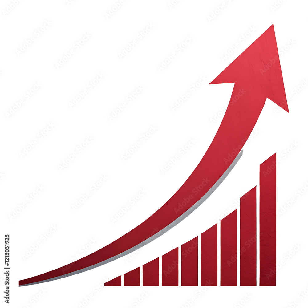 Red upward trending graph on Transparent Background
Red upward trending graph on Transparent Background