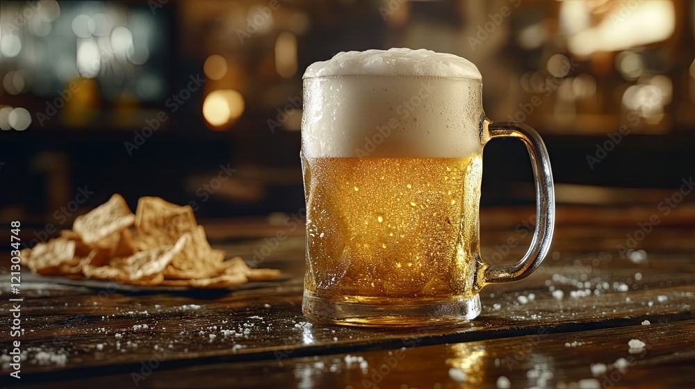 Cold Beer and Delicious Chips at the Pub Cold Beer and Delicious Chips at the Pub
