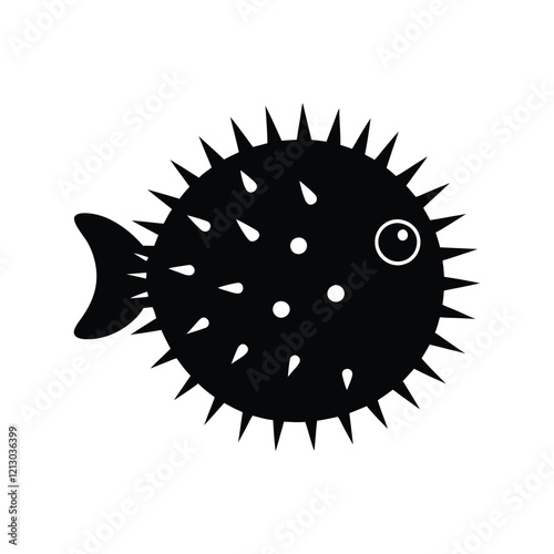 star puffer fish silhouette vector illustration