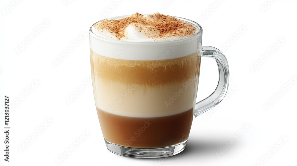 Layered Coffee Drink in a Glass Cup Layered Coffee Drink in a Glass Cup