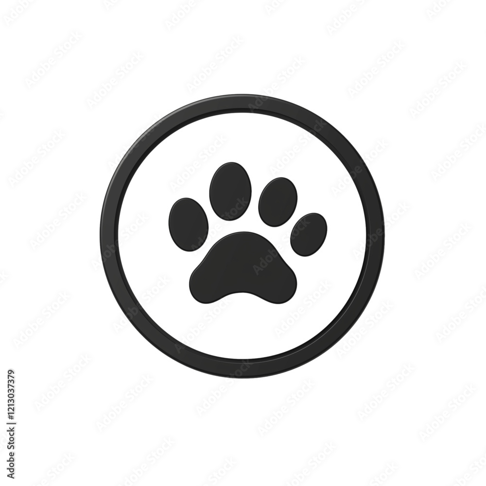 Black Paw Print Icon in Circular Frame.no Background. Emblem, logo Black Paw Print Icon in Circular Frame.no Background. Emblem, logo