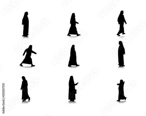 Arabian man silhouette set 03
