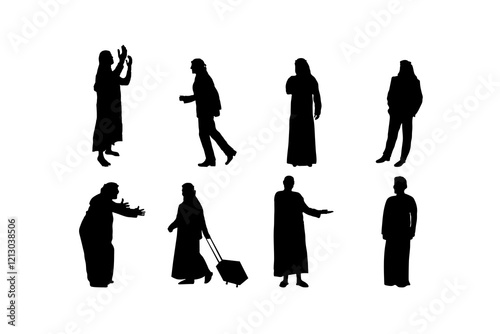 Arabian man silhouette set 07
