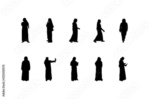 Arabian man silhouette set 07