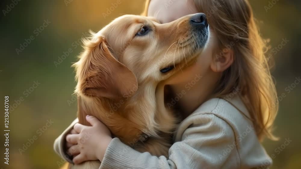 Child embracing a pet. Pets child friends Child embracing a pet. Pets child friends