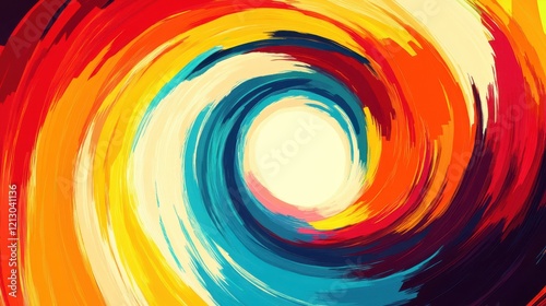Abstract Colorful Swirling Paint Vortex Design
