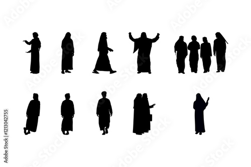 Arabian man silhouette set