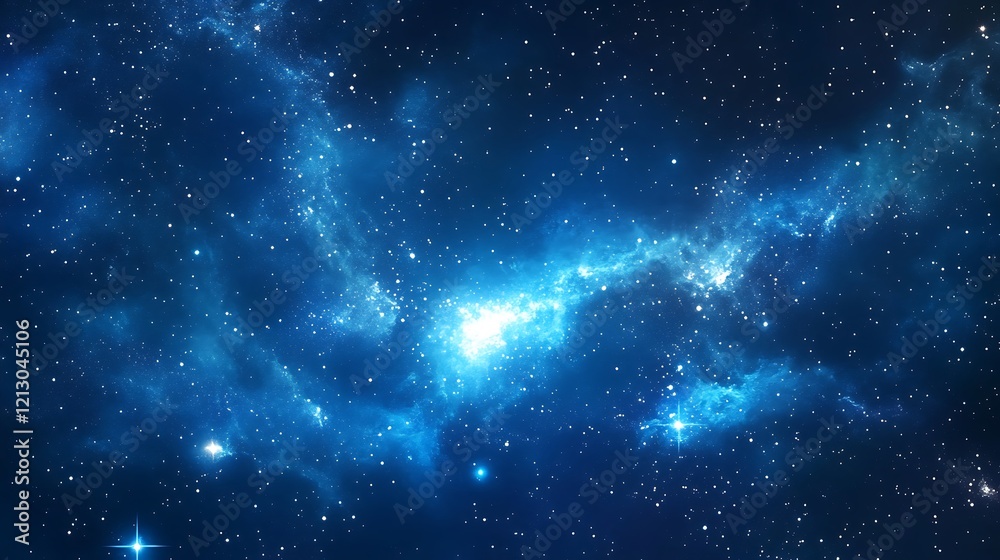 Naklejka premium Serene night sky panorama with a brilliant galaxy shining amidst the stars